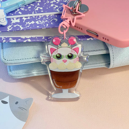 Saiki Cat Coffee Jelly Keychain